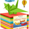 Aigoo 400 Blatt Origami papier Faltpapier Bastelpapier in 50 lebhaften Farben für DIY Kunst Handwerk 200 Blätter 15 x 15 cm und 200 Blätter 10 x 10 cm 