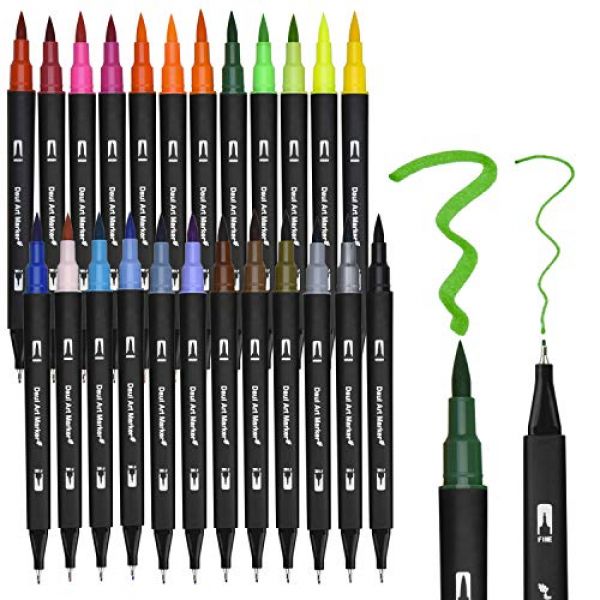 Dual Brush Pen Set, 24 Farben Doppelfasermaler