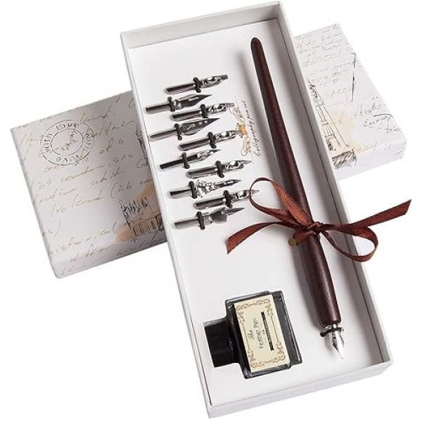Hethrone Kalligraphie Stift Set mit Holz-Füllfederhalter